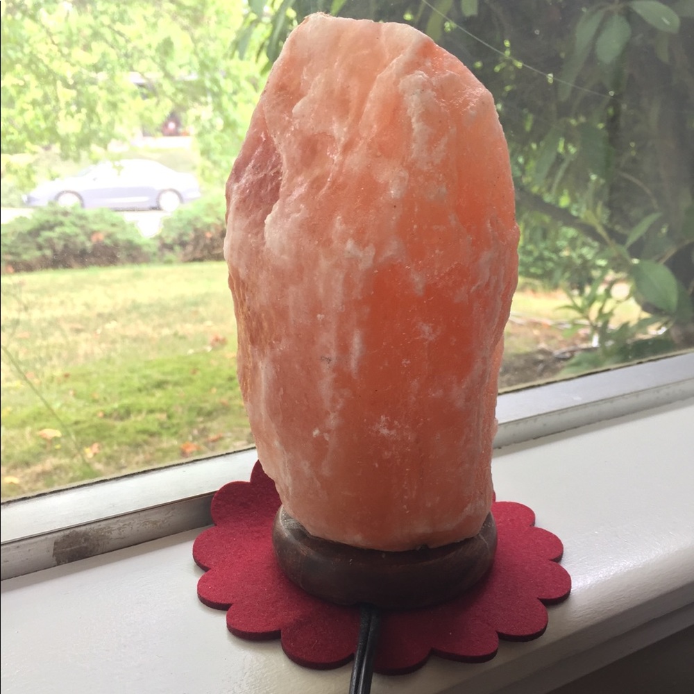 Natural Himalayan Salt Rock Lamp with Wood Base